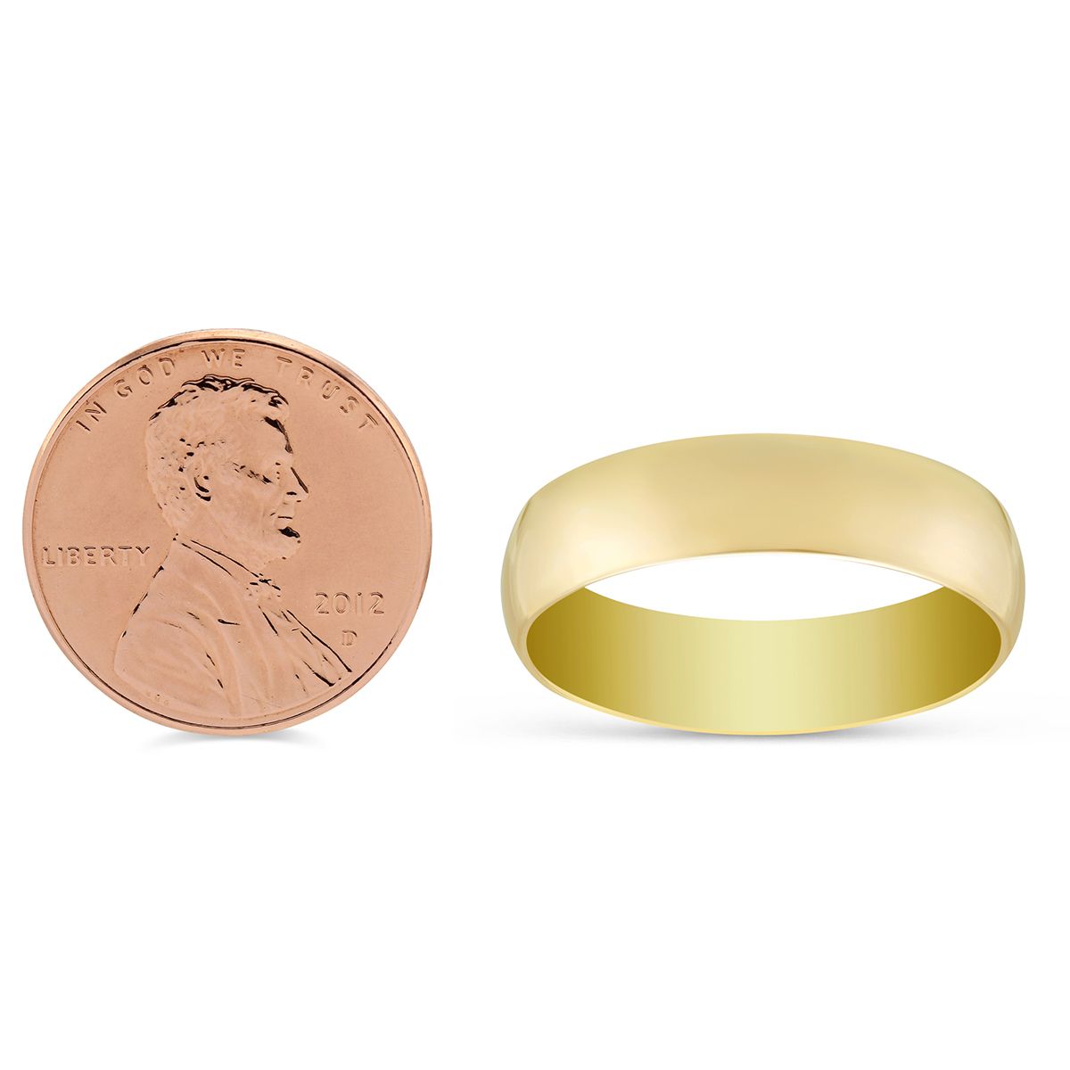 Yellow Gold 6mm Comfort Fit Low Dome Wedding Band