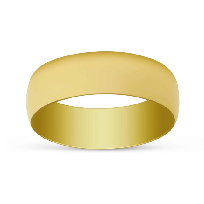 Yellow Gold Low Dome Comfort Fit Wedding Band, 7mm
