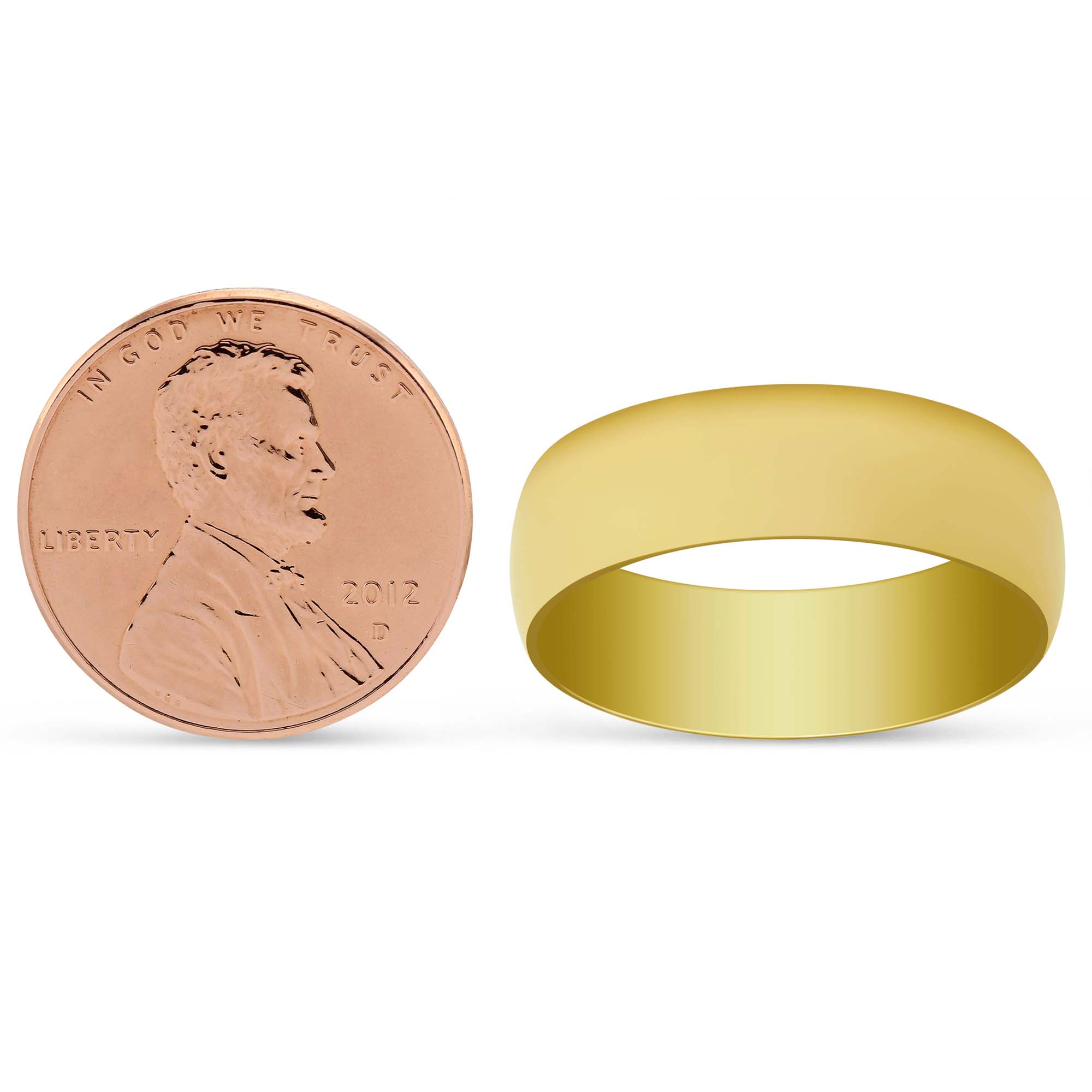 Yellow Gold Low Dome Comfort Fit Wedding Band, 7mm