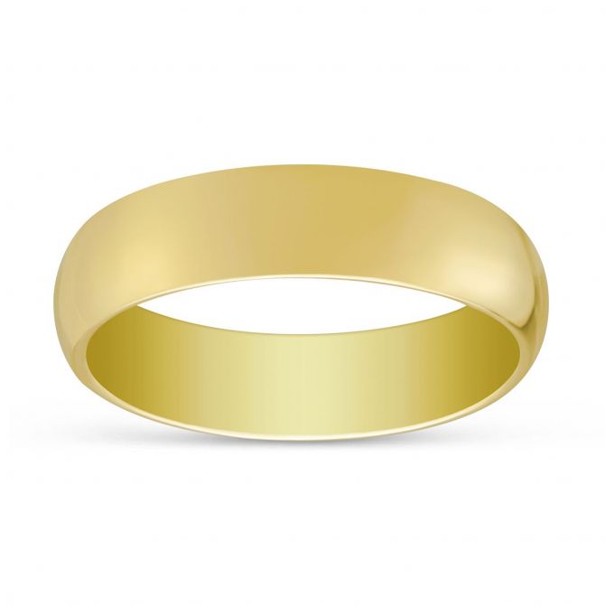 Yellow Gold 6mm Comfort Fit Plain Wedding Band, Size 9