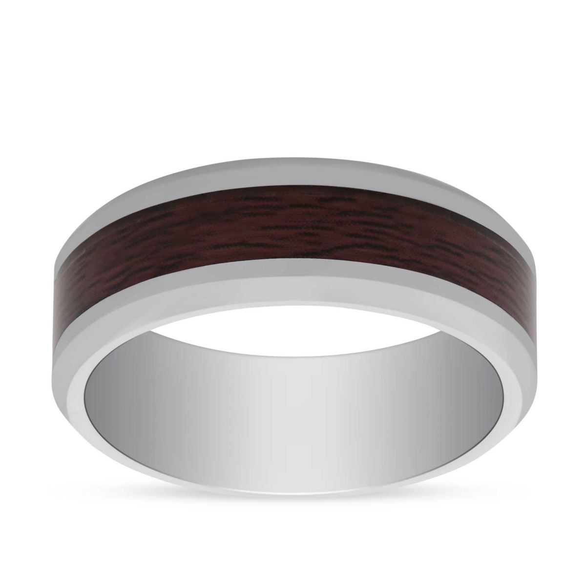Tungsten 8mm Comfort Fit Wedding Band with Cherry Wood Inlay, Size 10