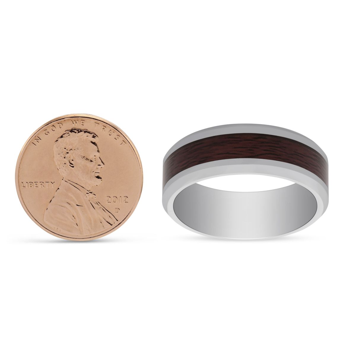 Tungsten 8mm Comfort Fit Wedding Band with Cherry Wood Inlay, Size 10