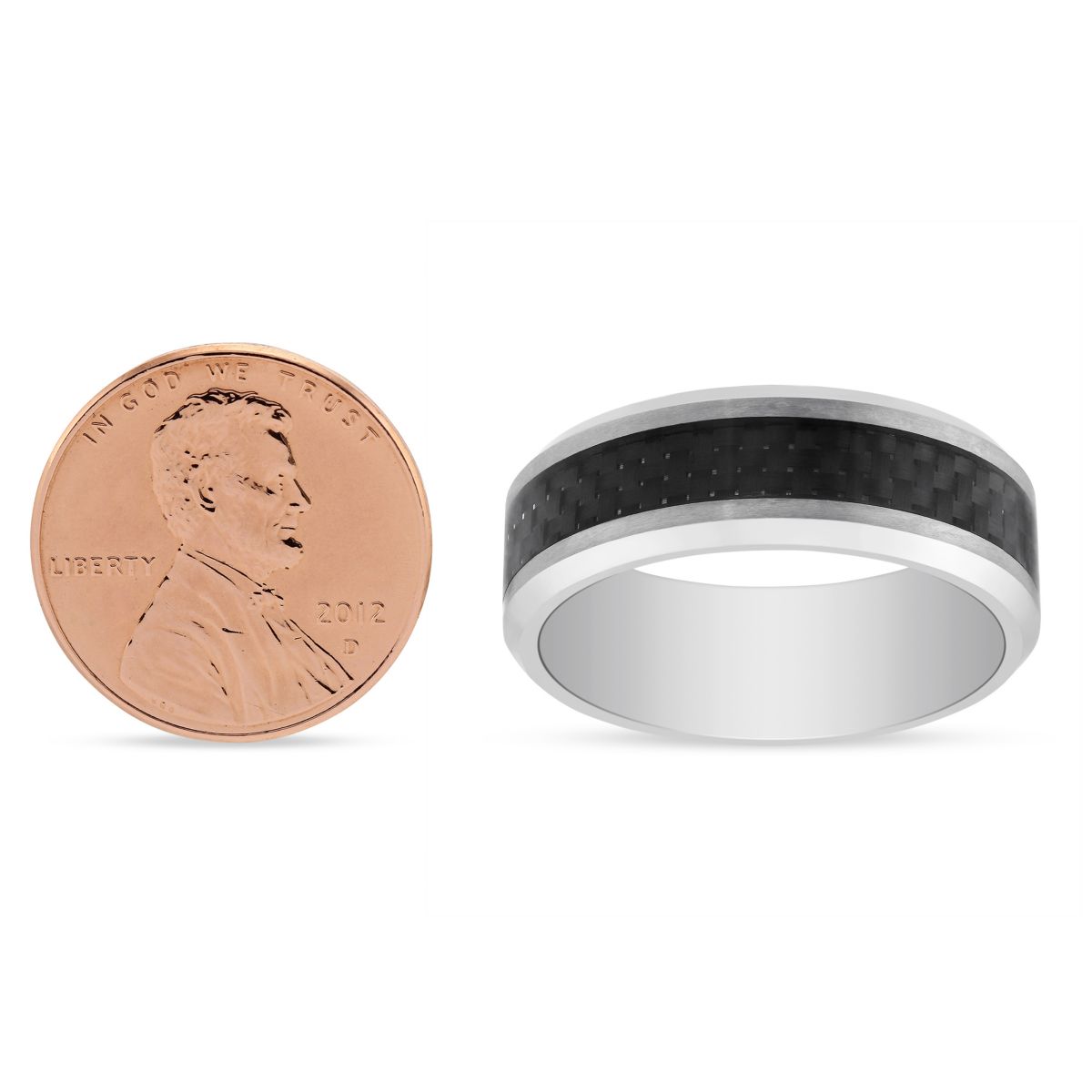 Tungsten With Black Carbon Fiber Inlay Wedding Band, Size 10
