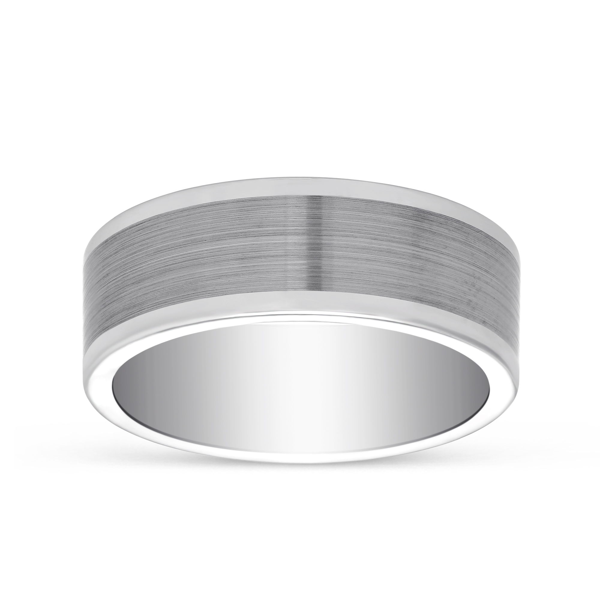 Tungsten Satin and High Polished Finish Wedding Band, 8mm