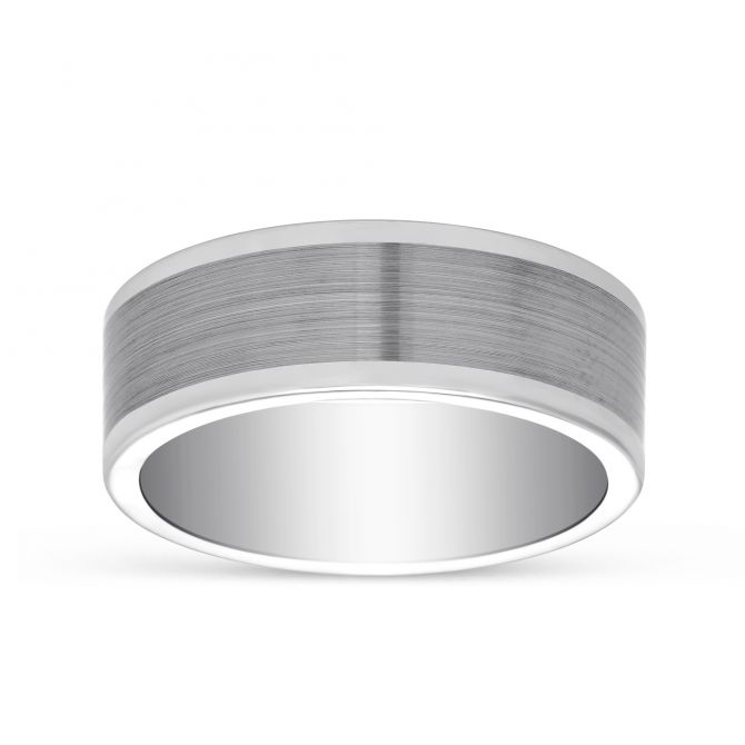 Tungsten Satin and High Polished Finish Wedding Band, 8mm