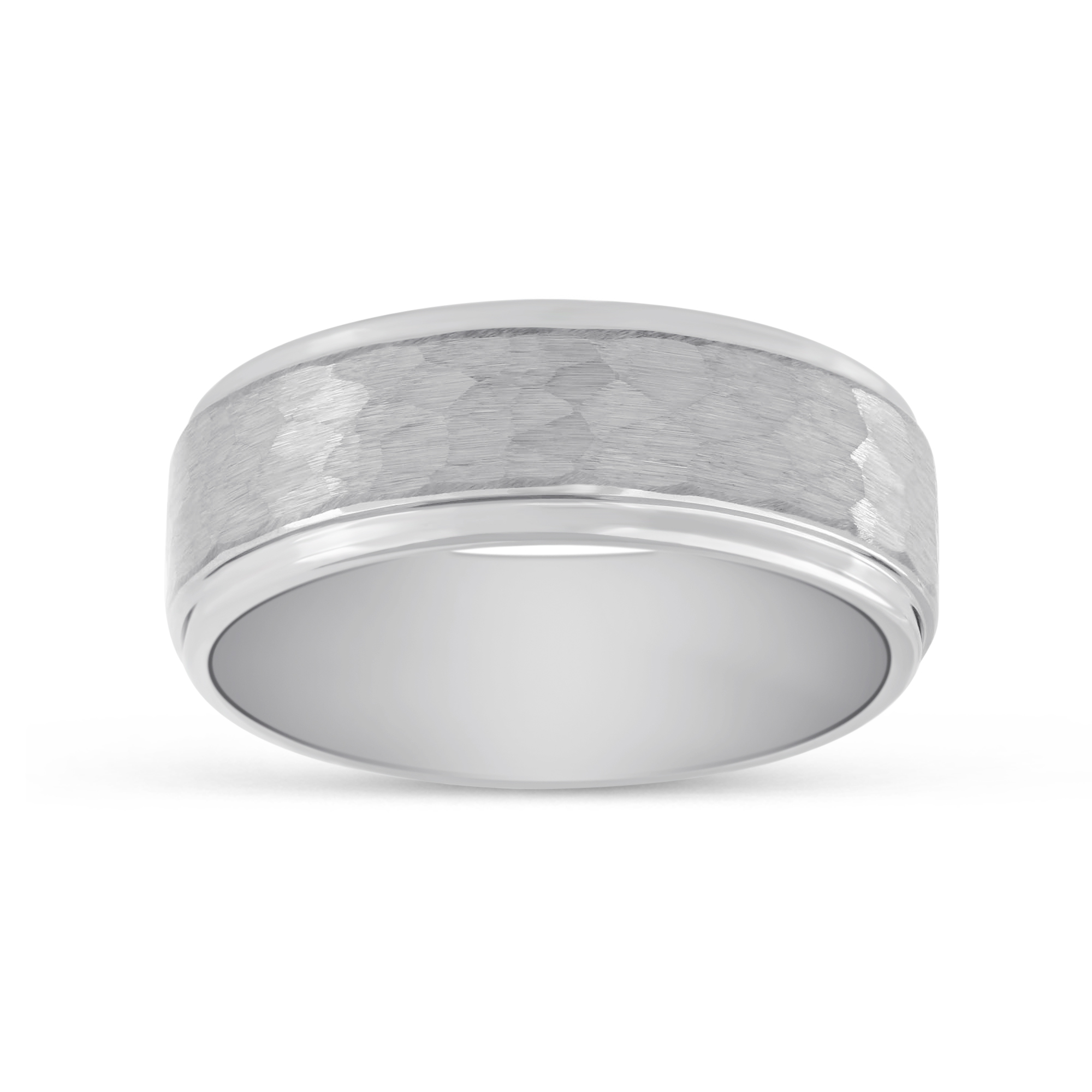 Tungsten Hammered Texture Wedding Band, 8mm