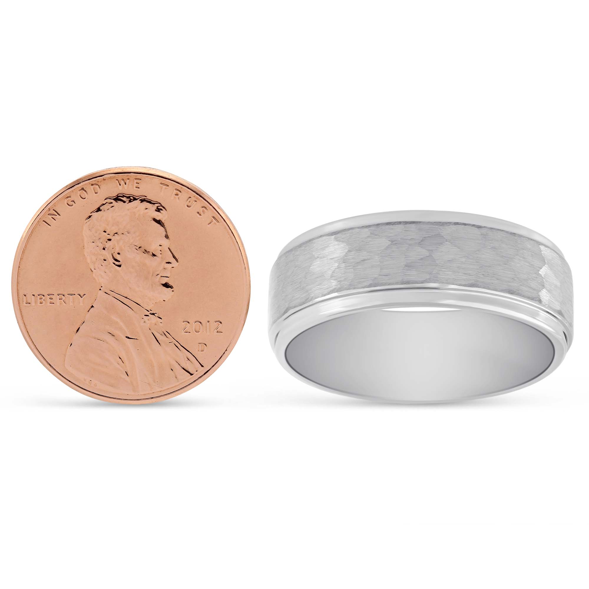 Tungsten Hammered Texture Wedding Band, 8mm