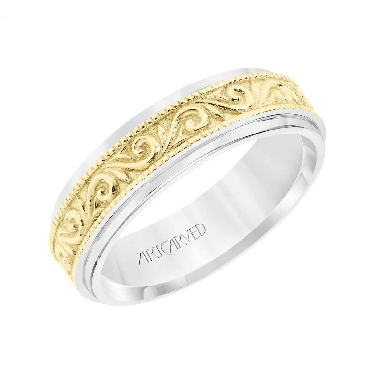 ArtCarved 14K White and Yellow Gold 6.5mm Comfort Fit