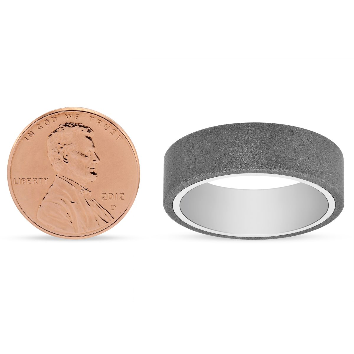 White Tungsten 7mm Matte Finish Flat Wedding Band, Size 10