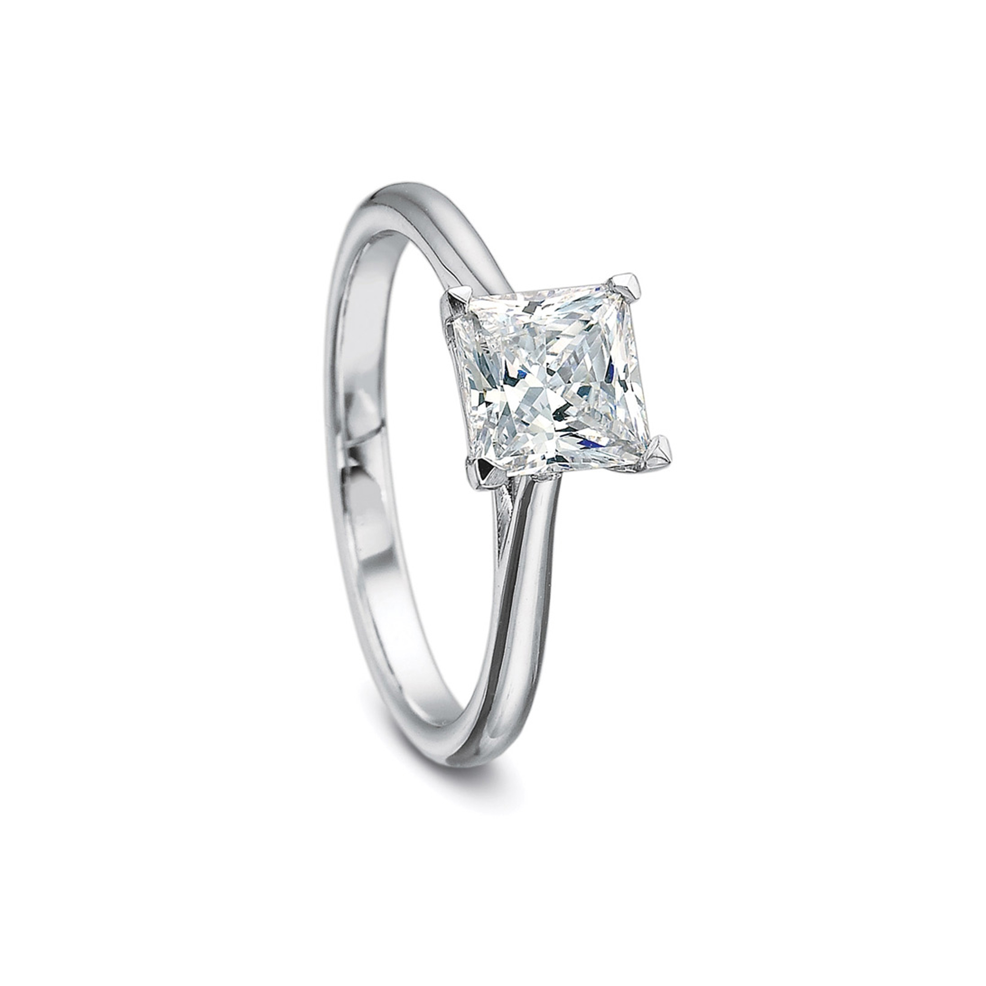 Platinum Solitaire Princess Ring Setting.