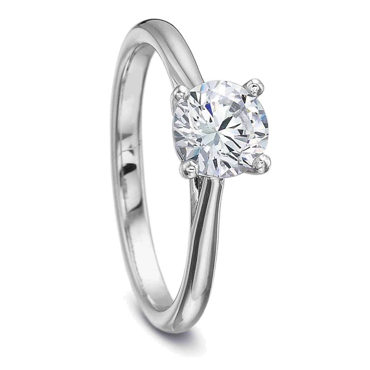 18K White Gold Solitaire Ring Setting for 0.75ct Round Center Stone