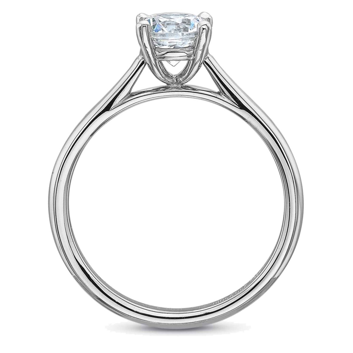 18K White Gold Solitaire Ring Setting for 0.75ct Round Center Stone