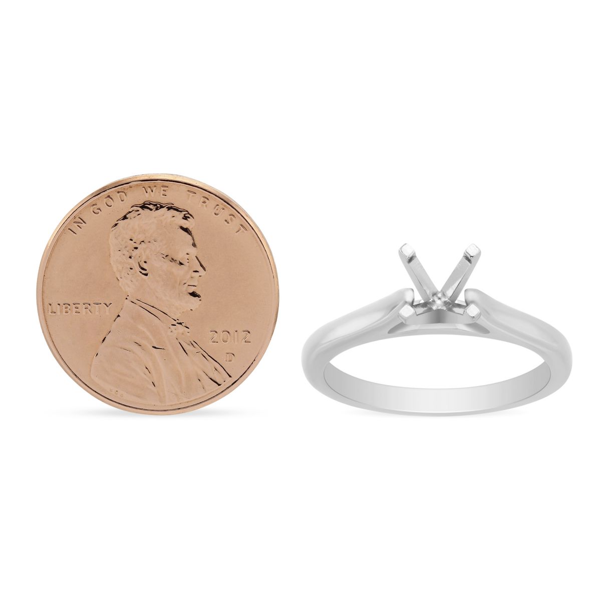 White Gold Cathedral Solitaire Ring Setting for 0.75ct Center Diamond