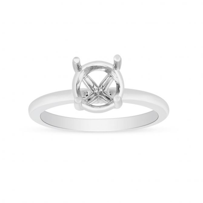18K White Gold Solitaire Ring Setting For 1.25ct Diamond