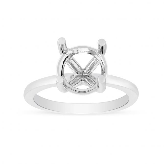 18K White Gold Solitaire Ring Setting For 2.00ct Diamond