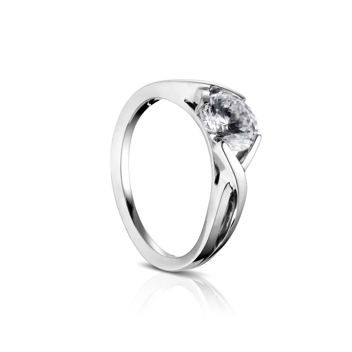 14K White Gold Criss-Cross Solitaire Twisp Ring Setting