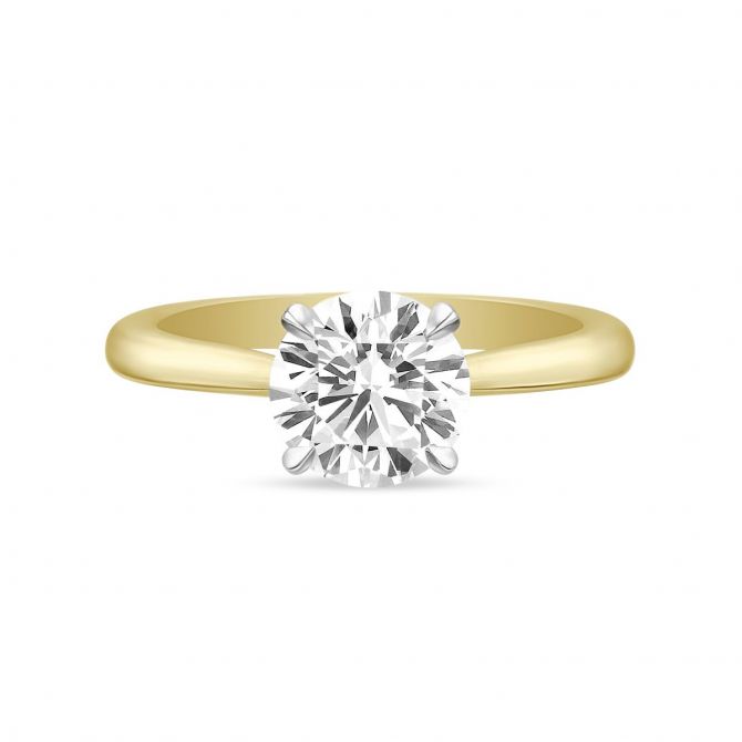 18K Yellow Gold New Aire Cathedral Solitaire Ring Setting