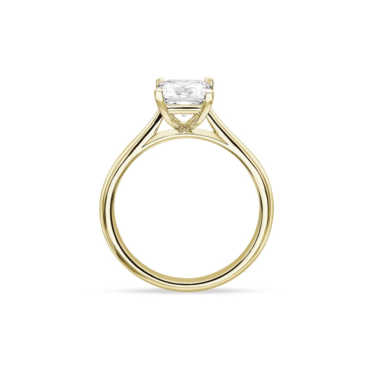 18K Yellow Gold New Aire Solitaire Ring Setting For Princess Cut Diamond