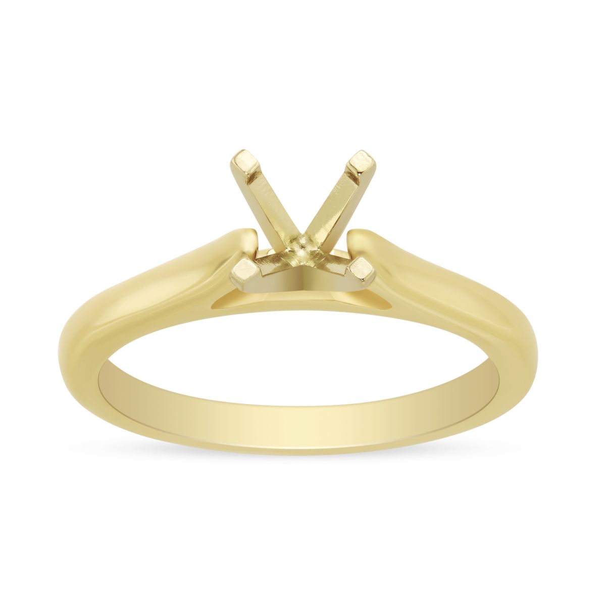 Yellow Gold Cathedral Solitaire Ring Setting for 0.75ct Center Diamond