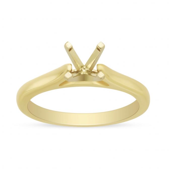 Yellow Gold Cathedral Solitaire Ring Setting for 0.75ct Center Diamond