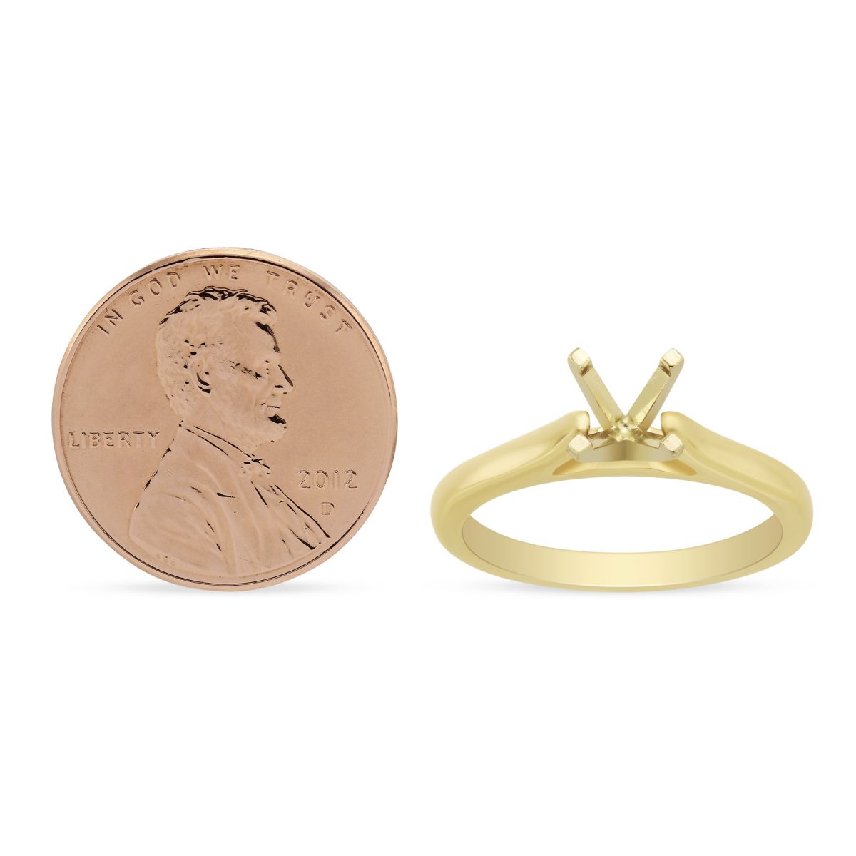 Yellow Gold Cathedral Solitaire Ring Setting for 0.75ct Center Diamond