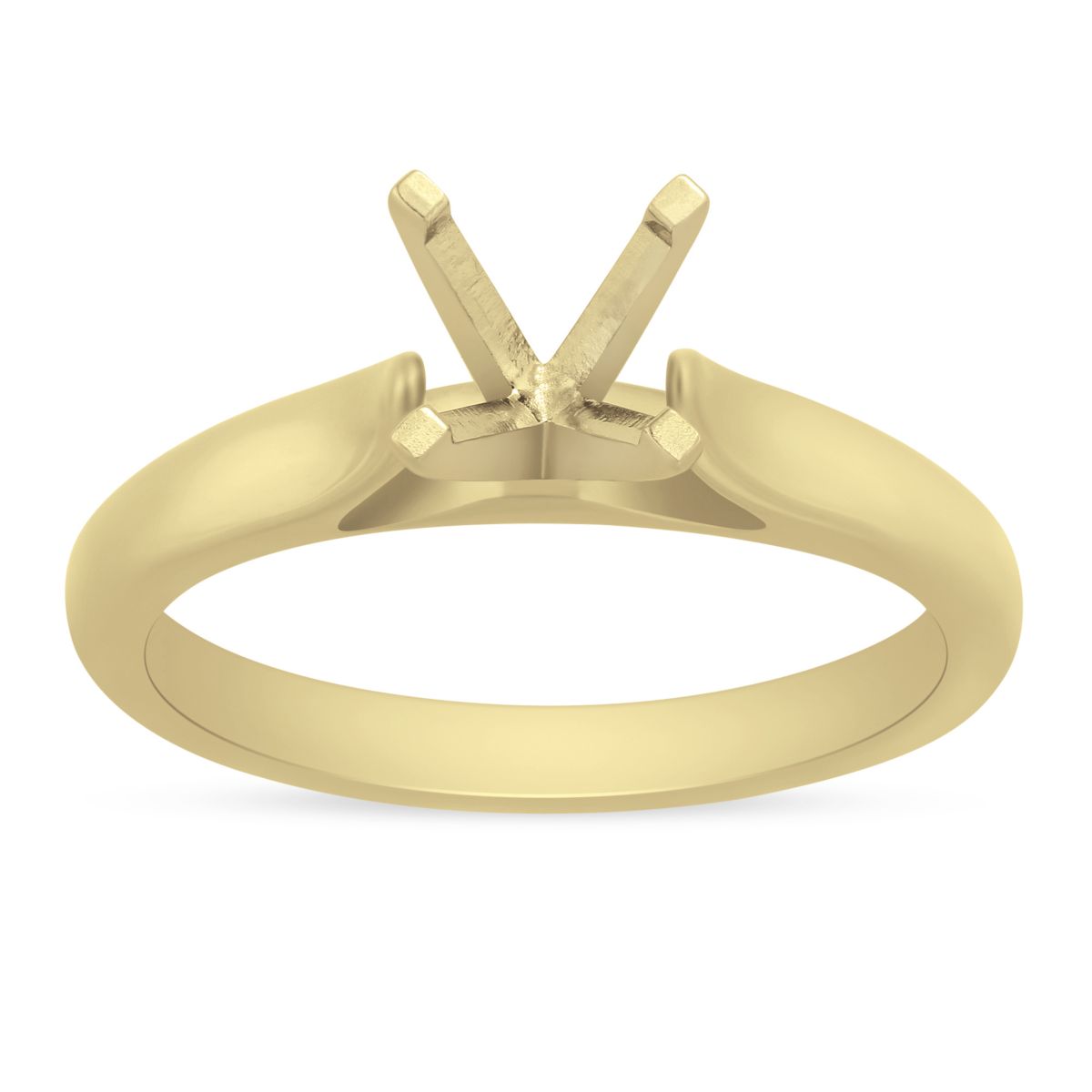 14K Yellow Gold Cathedral Solitaire Ring Setting for 1.25ct Center Diamond