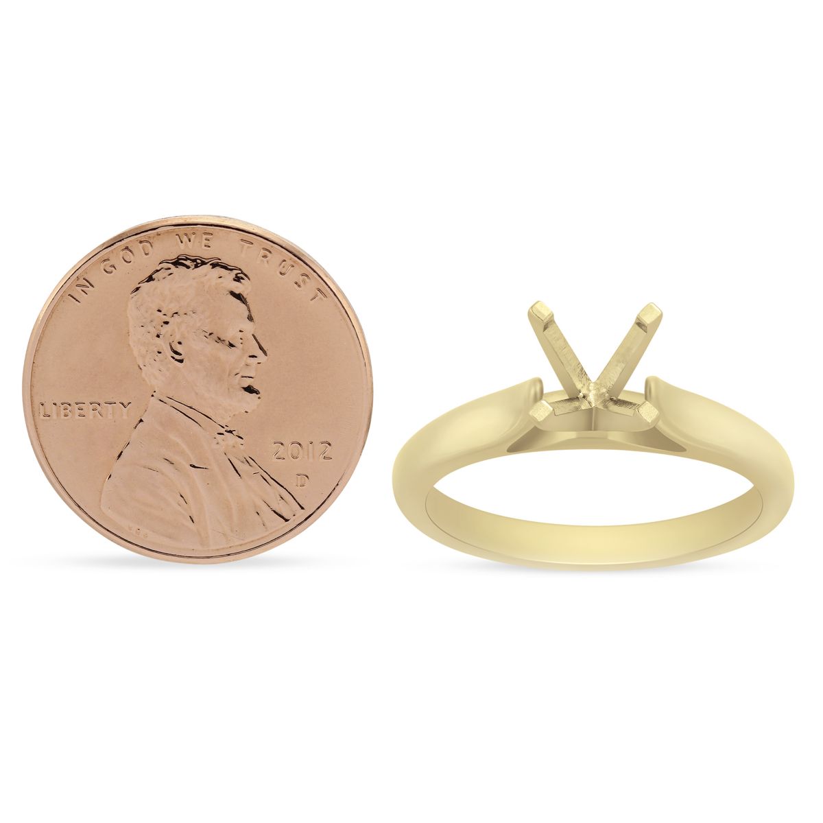 14K Yellow Gold Cathedral Solitaire Ring Setting for 1.25ct Center Diamond