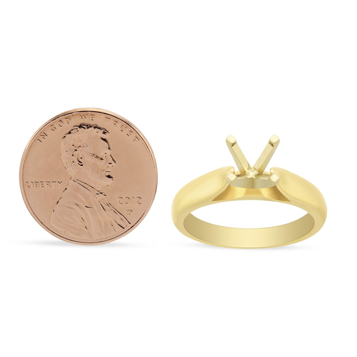 Yellow Gold Cathedral Solitaire Ring Setting for 1.25ct Center Diamond