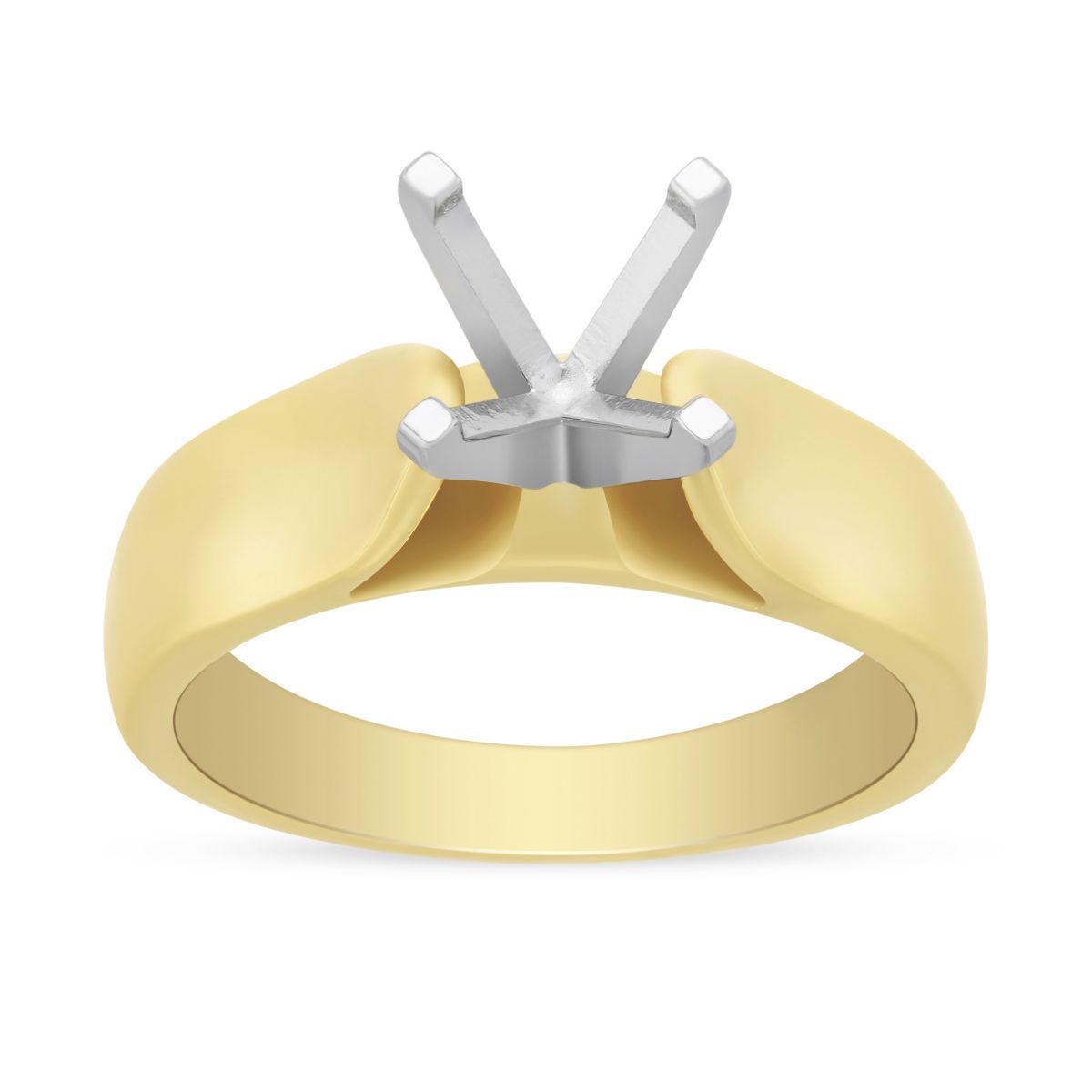 Yellow Gold Cathedral Solitaire Ring Setting for 2Ct Center Diamond