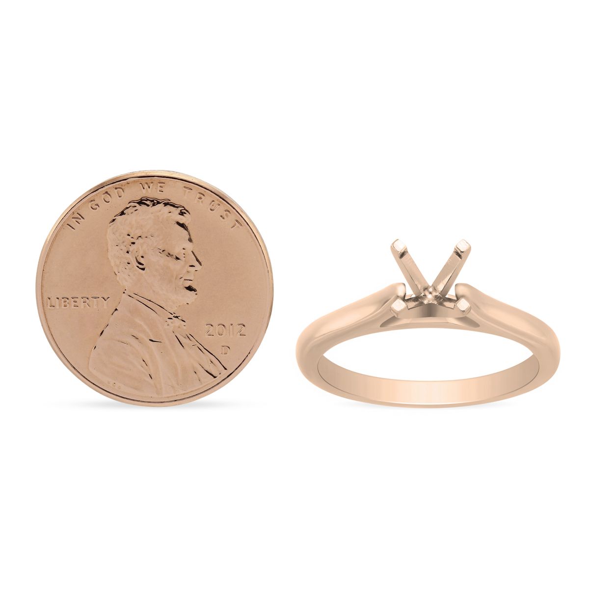 Rose Gold Solitaire Cathedral Engagement Ring Mounting