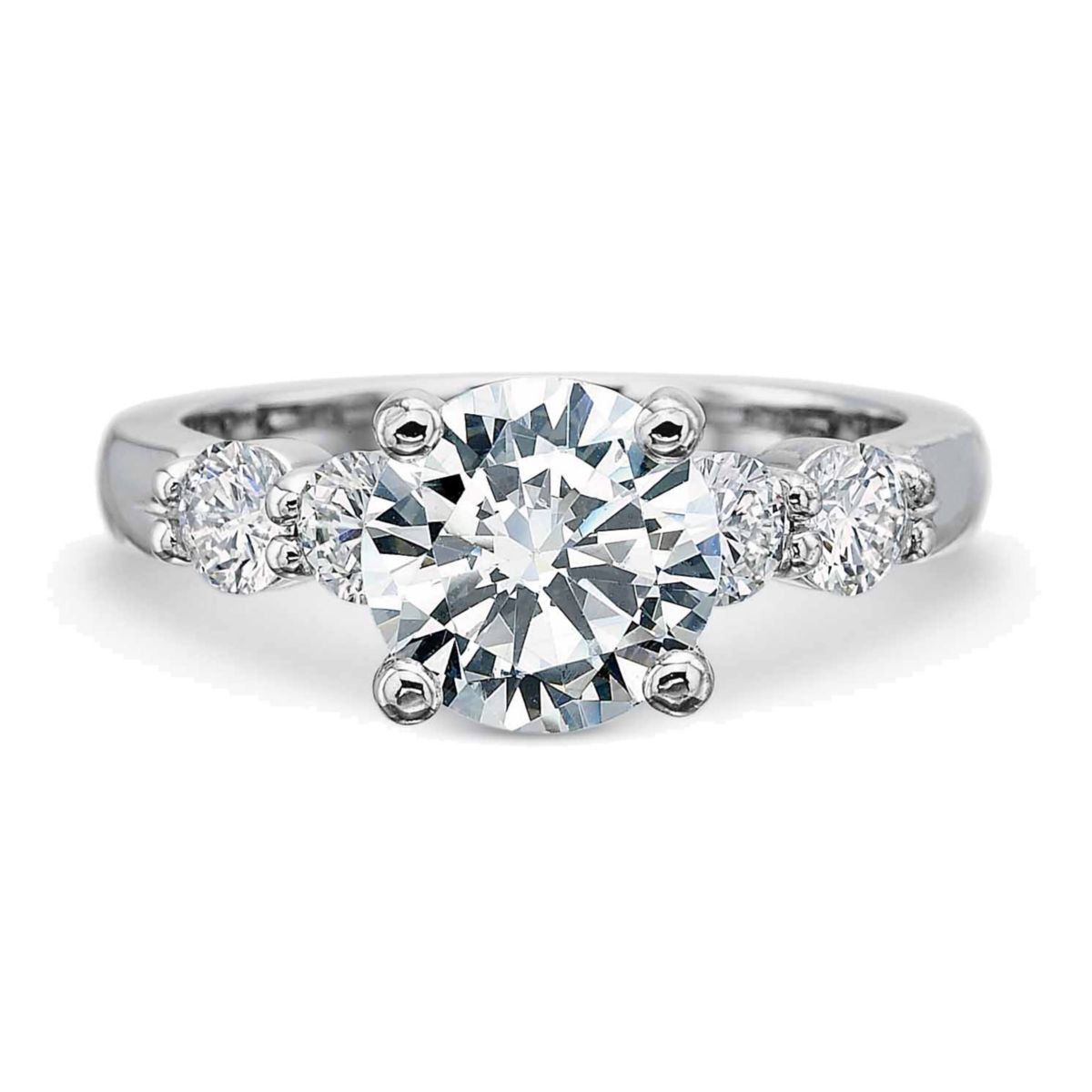 18K White Gold Prong Set Round Diamond Ring Setting