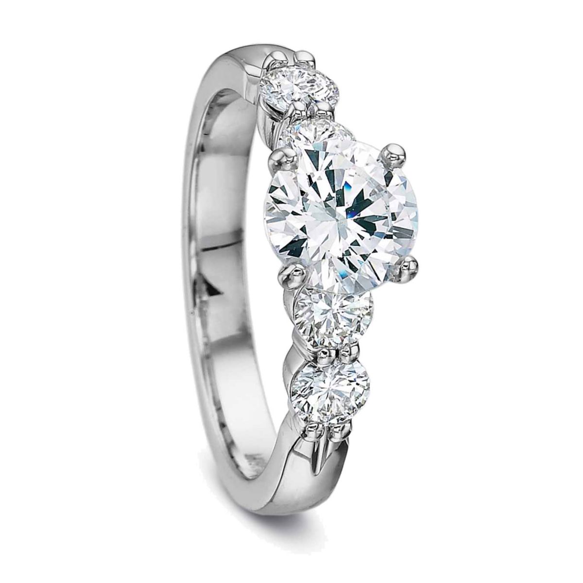 18K White Gold Prong Set Round Diamond Ring Setting