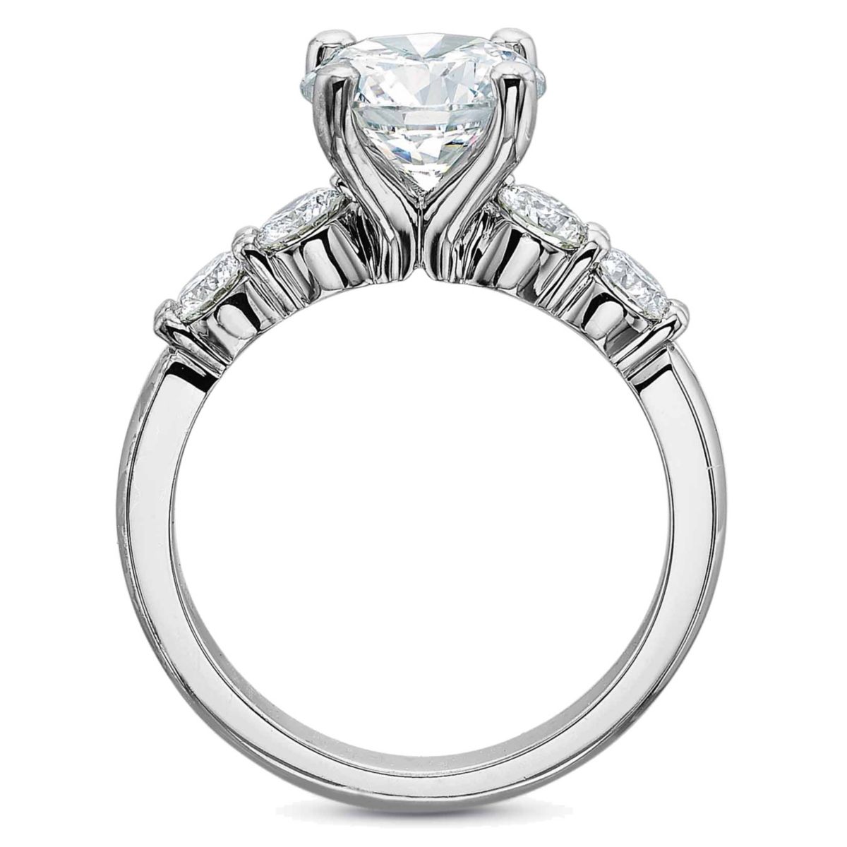 18K White Gold Prong Set Round Diamond Ring Setting
