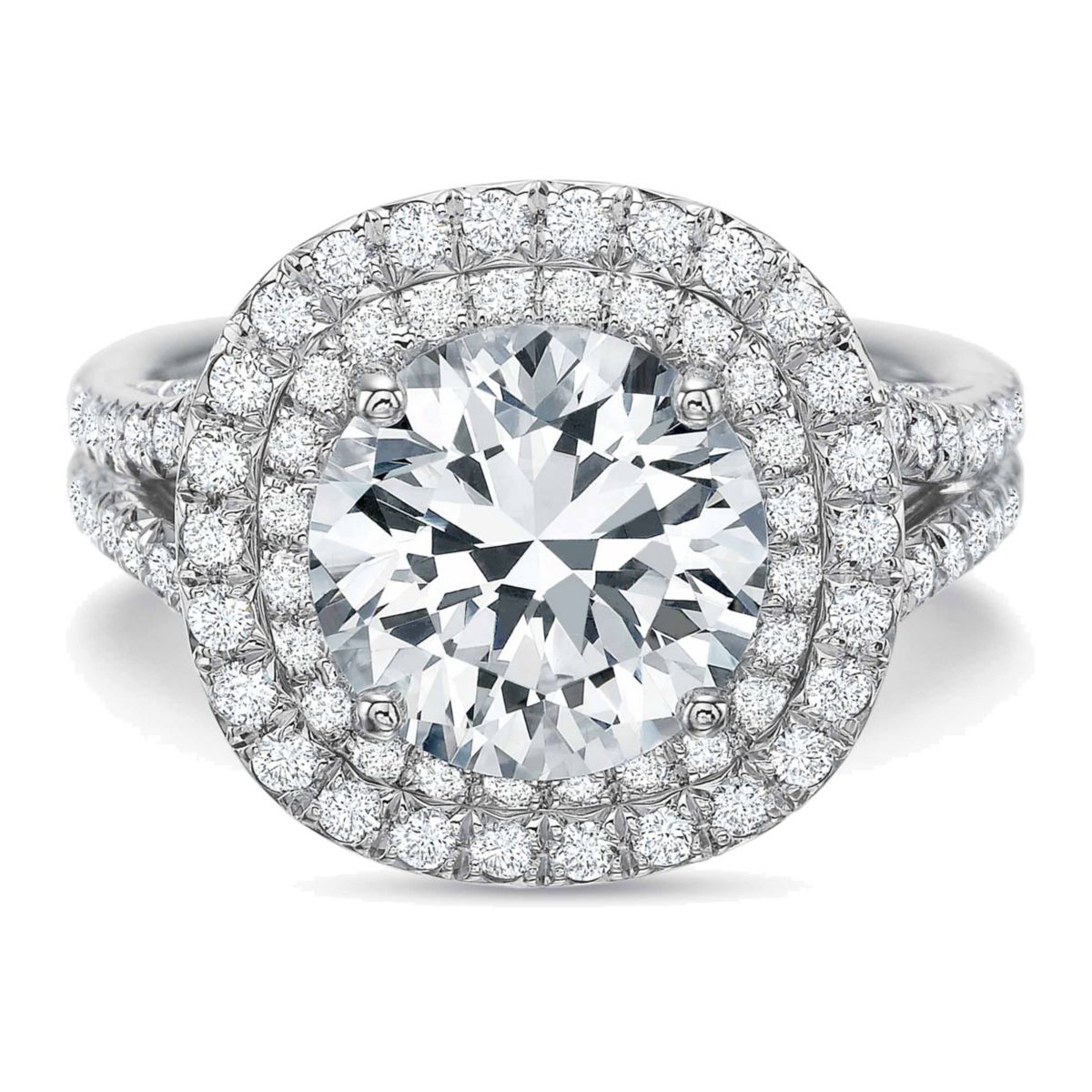 18K White Gold Diamond Double Halo Ring Setting, 1.03cttw Borsheims