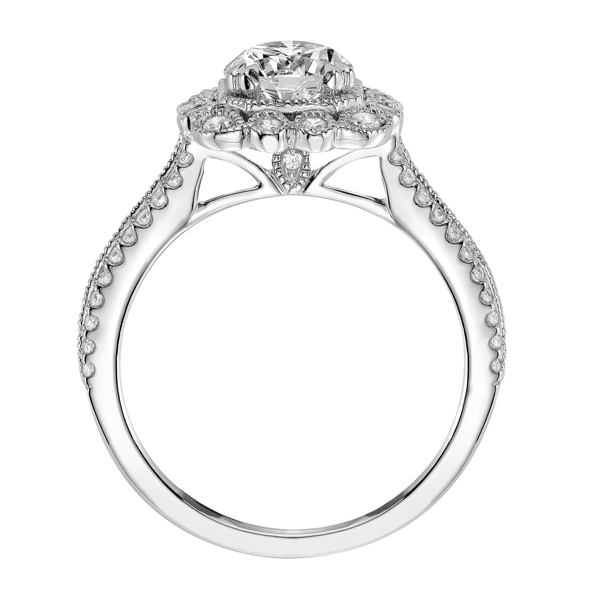 ArtCarved Jasmine Diamond Engagement Ring Setting in White Gold, 0.33 aptw