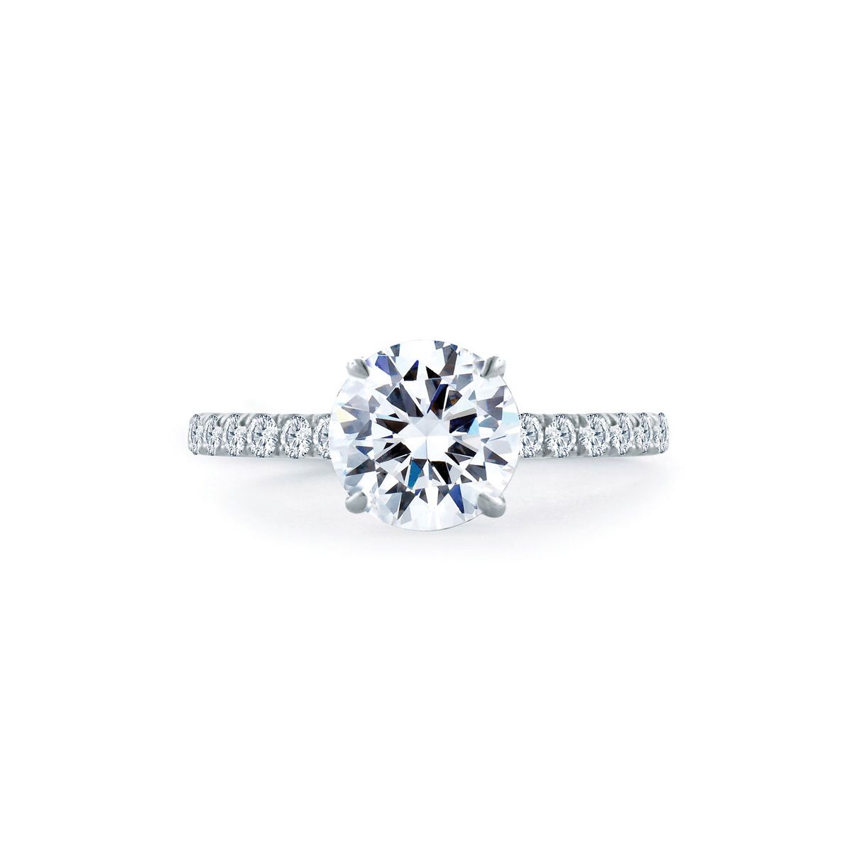 A. Jaffe 18K White Gold Statement Round Quilted Engagement Ring Setting, 0.44aptw