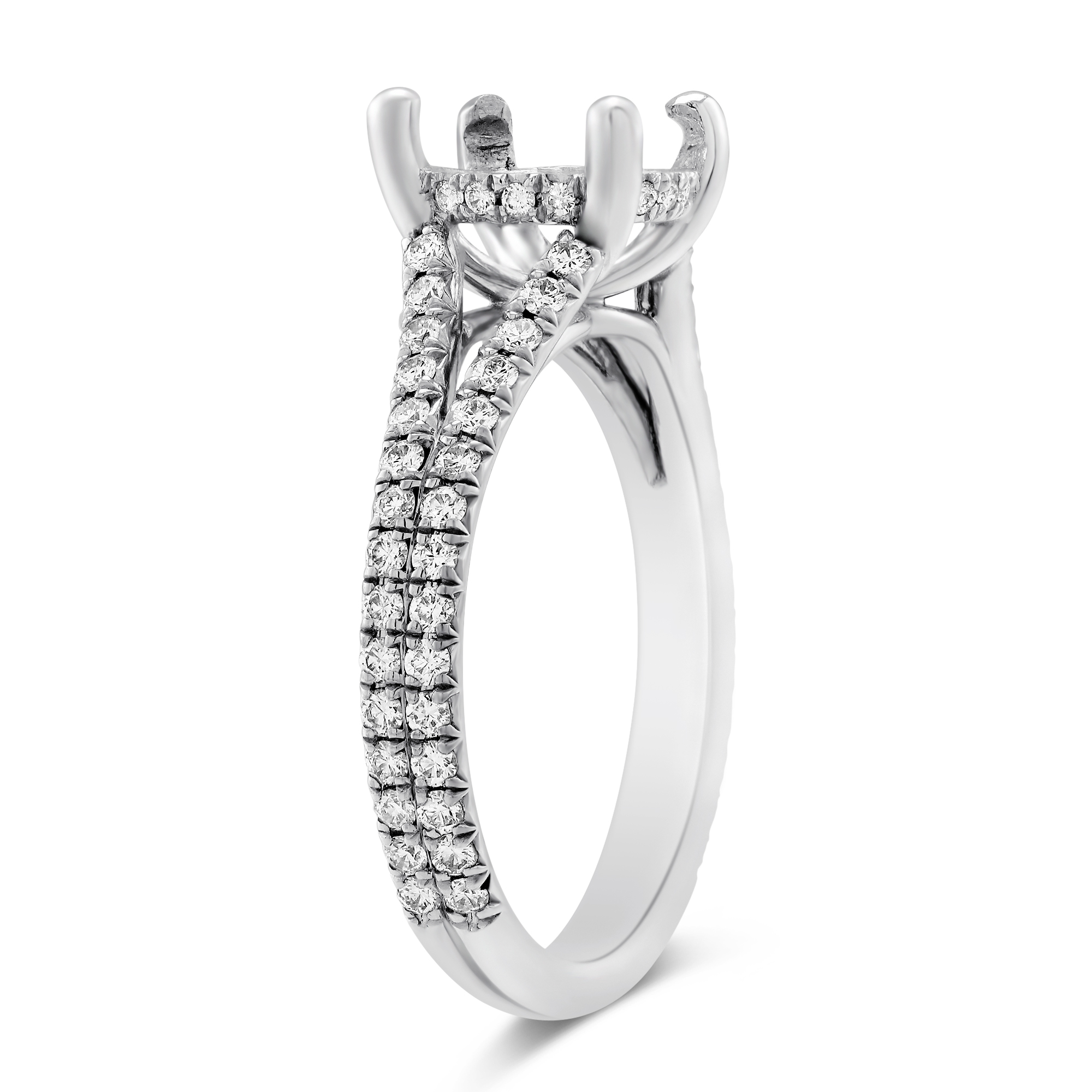 18K White Gold Split Shank Diamond Ring Setting