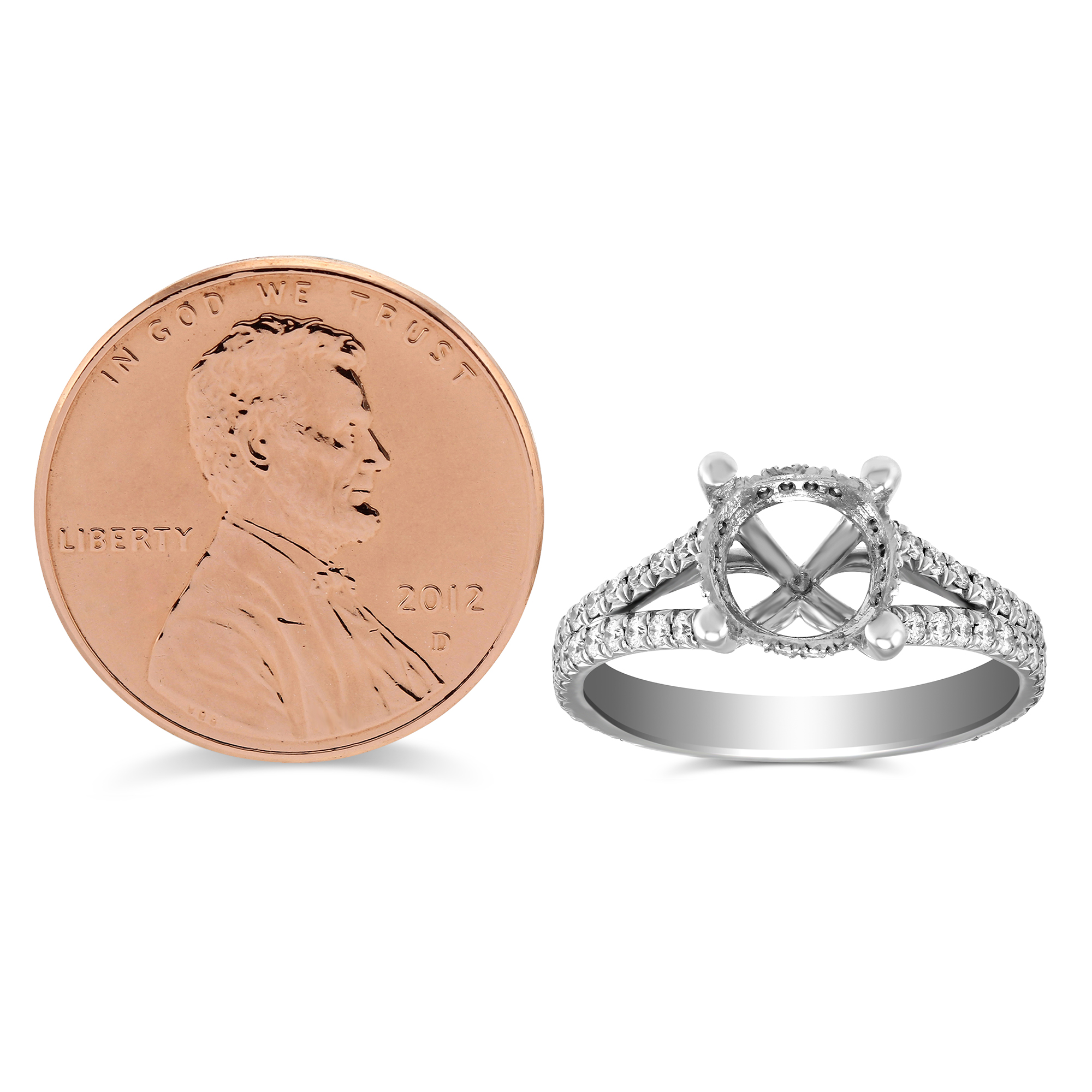 18K White Gold Split Shank Diamond Ring Setting
