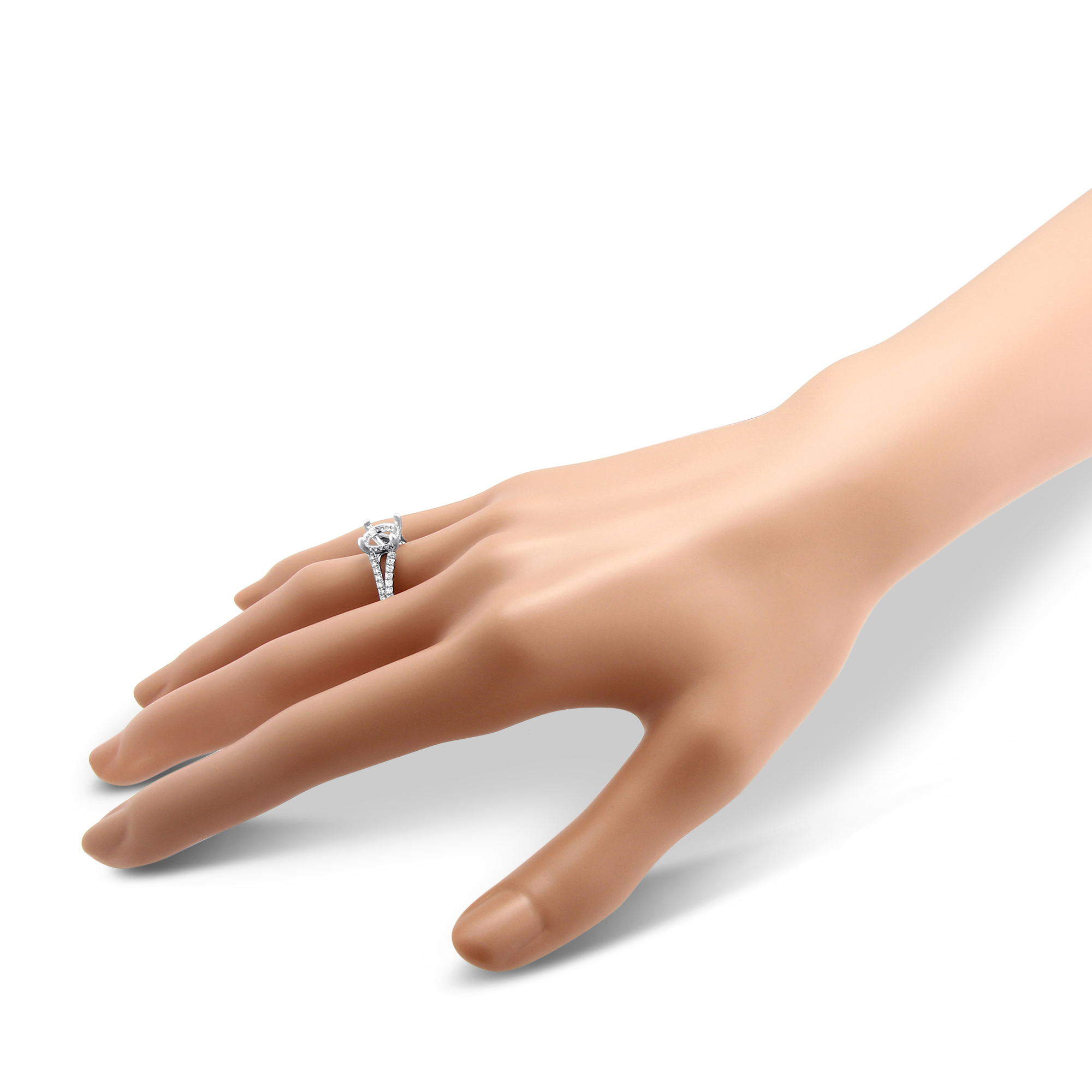 18K White Gold Split Shank Diamond Ring Setting