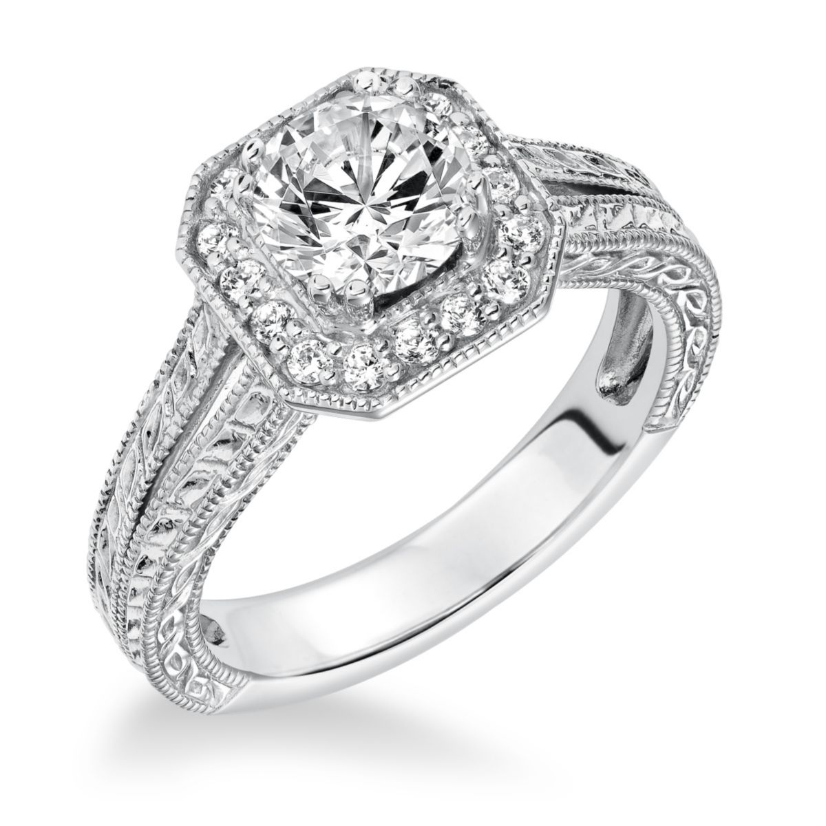 White Gold Square Halo Diamond Ring Setting