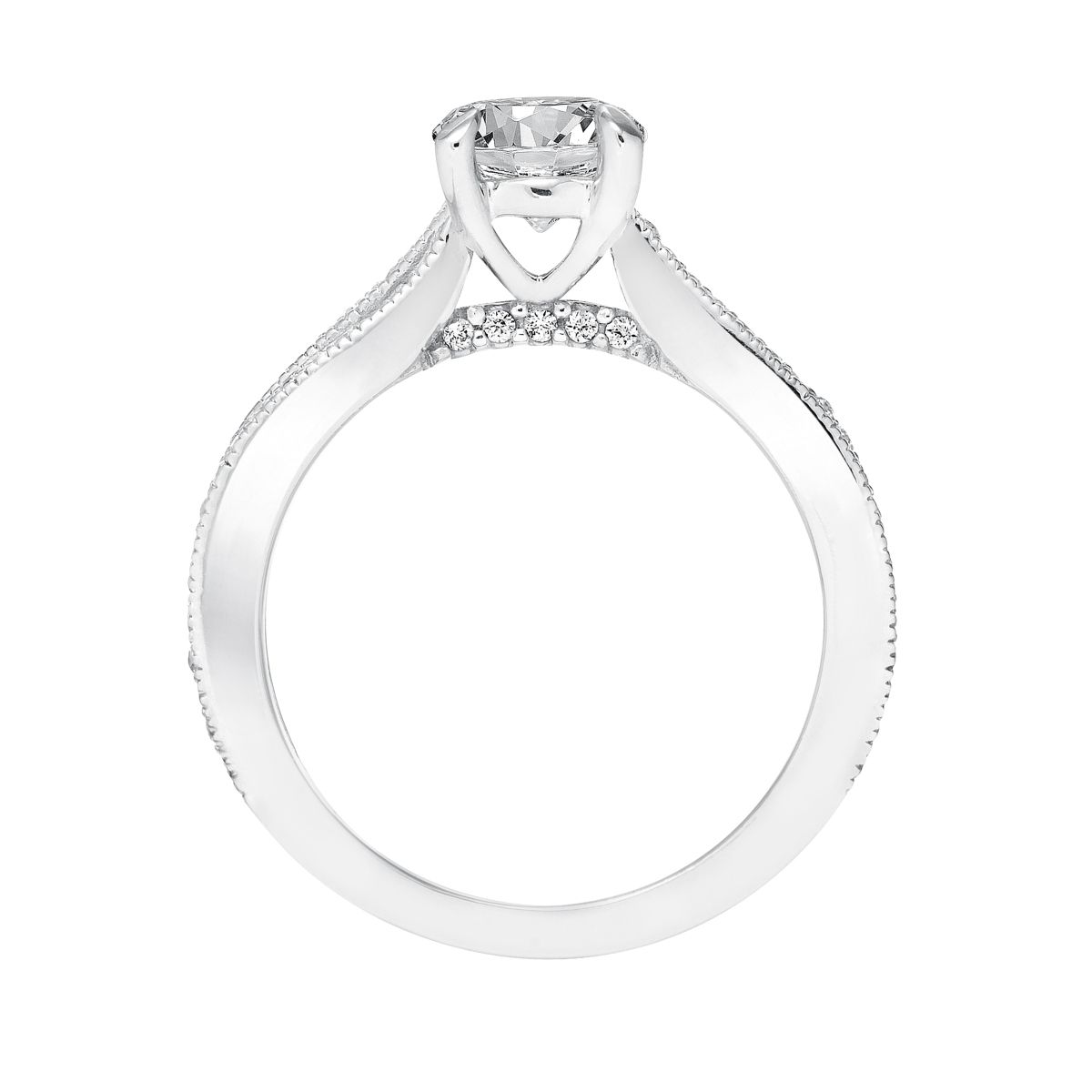 14K White Gold Split Shank Diamond Ring Setting