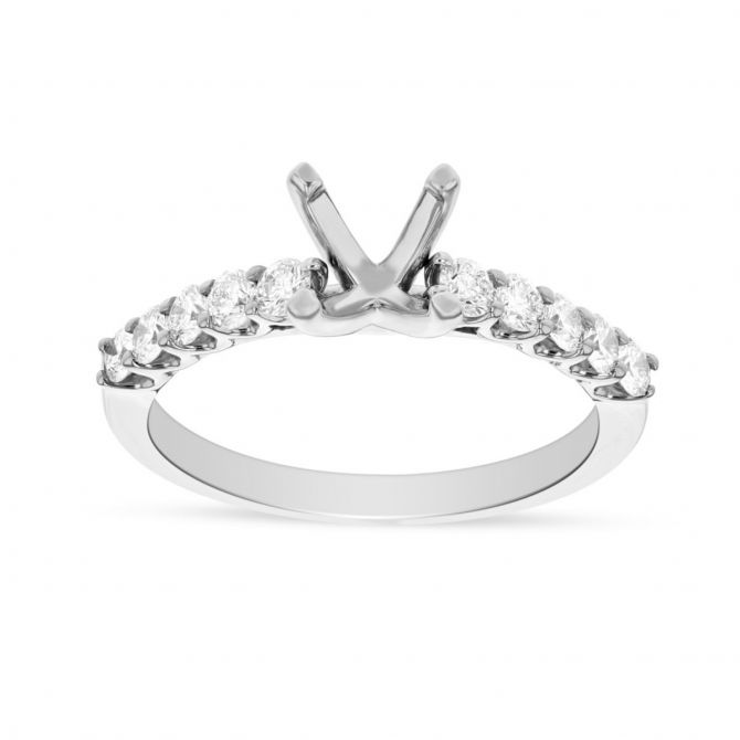 18K White Gold Diamond Shank Ring Setting
