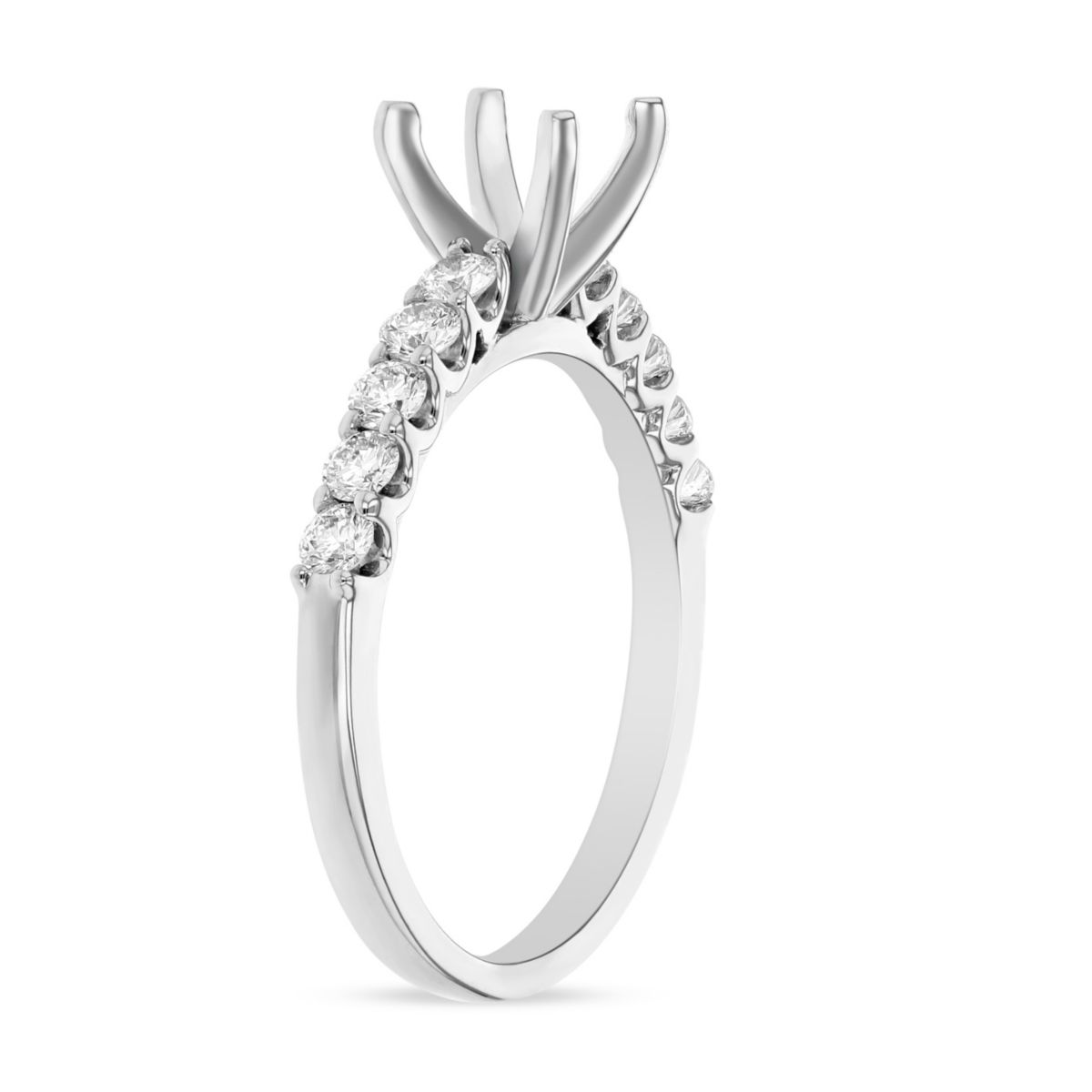 18K White Gold Diamond Shank Ring Setting
