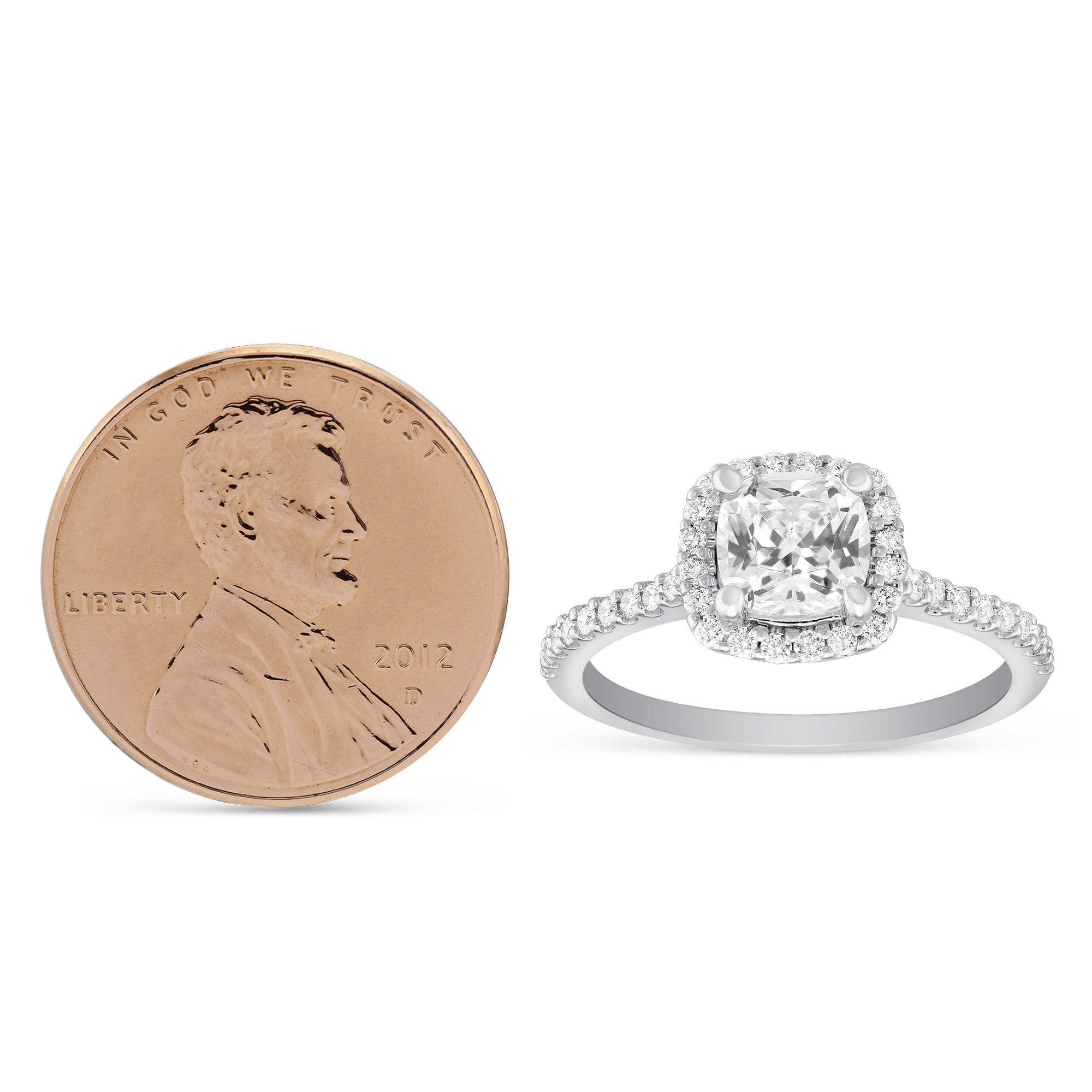 14K White Gold Single Row Prong Set Diamond Halo Ring Setting