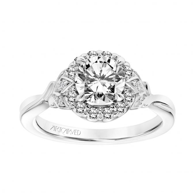 ArtCarved Diamond Cluster Halo Ring Setting in White Gold, 0.33 apttw