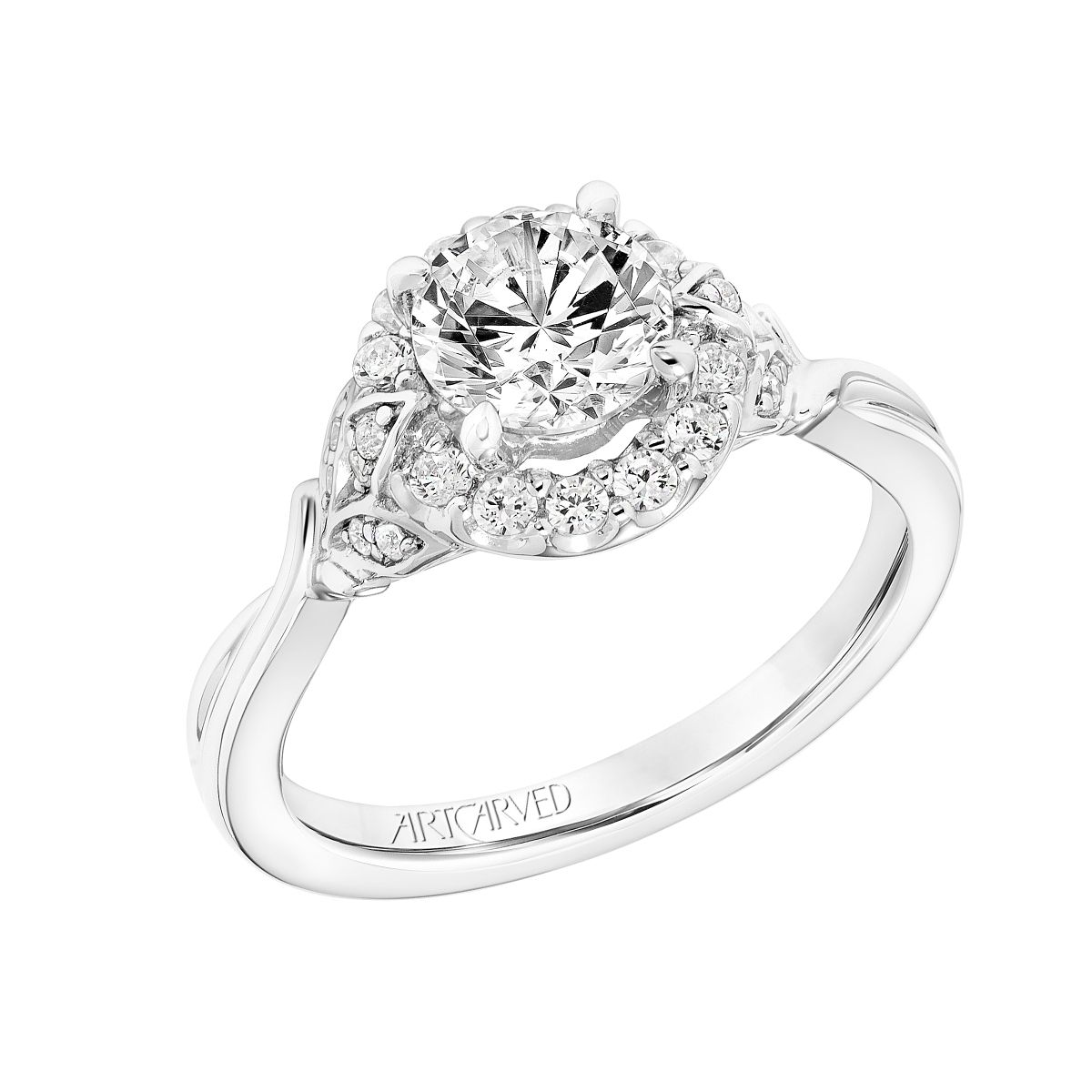 ArtCarved Diamond Cluster Halo Ring Setting in White Gold, 0.33 apttw