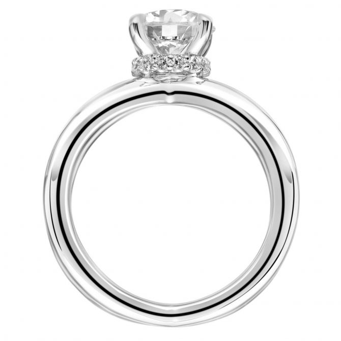 White Gold Diamond Solitaire Ring Setting With Diamond Collar