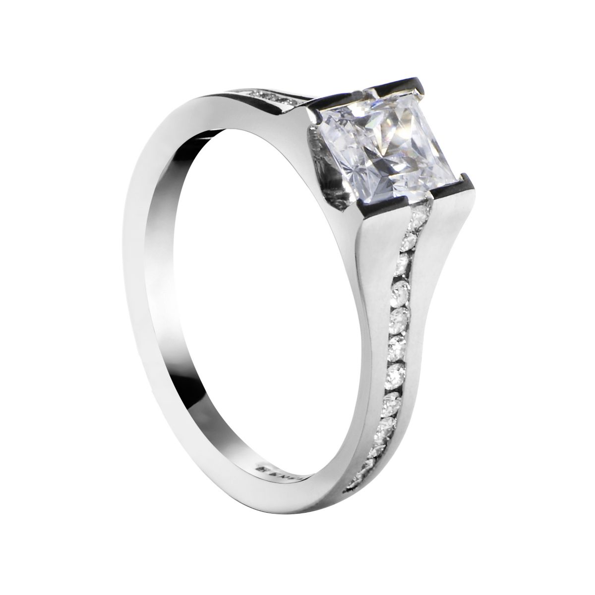 White Gold Diamond Channel Set Princess Vashon Ring Setting