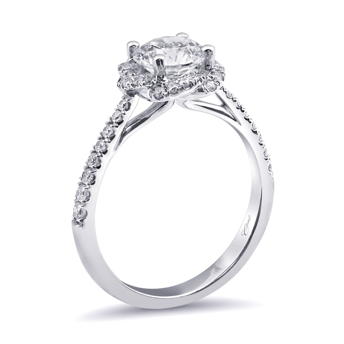 14K White Gold Floral Shaped Diamond Halo Ring Setting