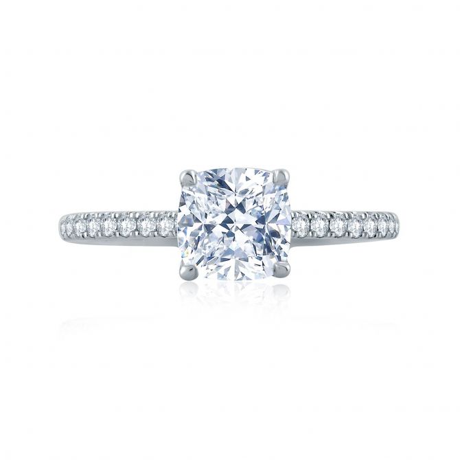 A. Jaffe 14K White Gold Diamond Shank & Basket Ring Setting, 0.27aptw